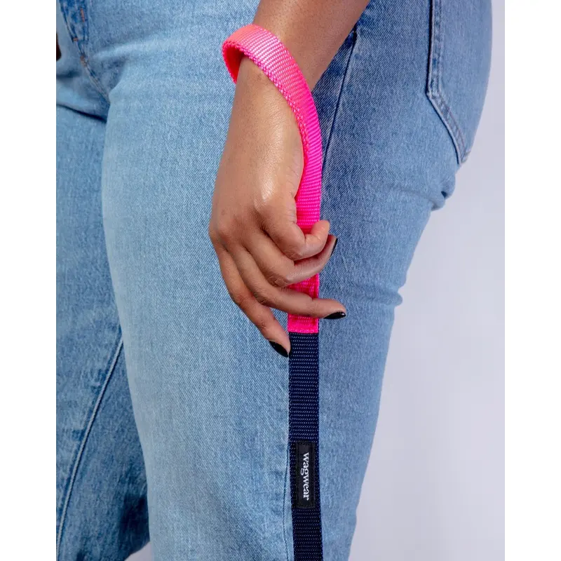 Nylon Dog Leash in Navy & Neon Pink (Made in the USA)