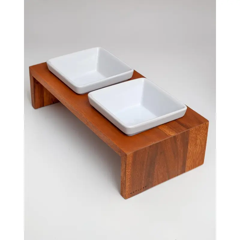 Artisan Double Wood Feeder in Bamboo (Drop-Ship)
