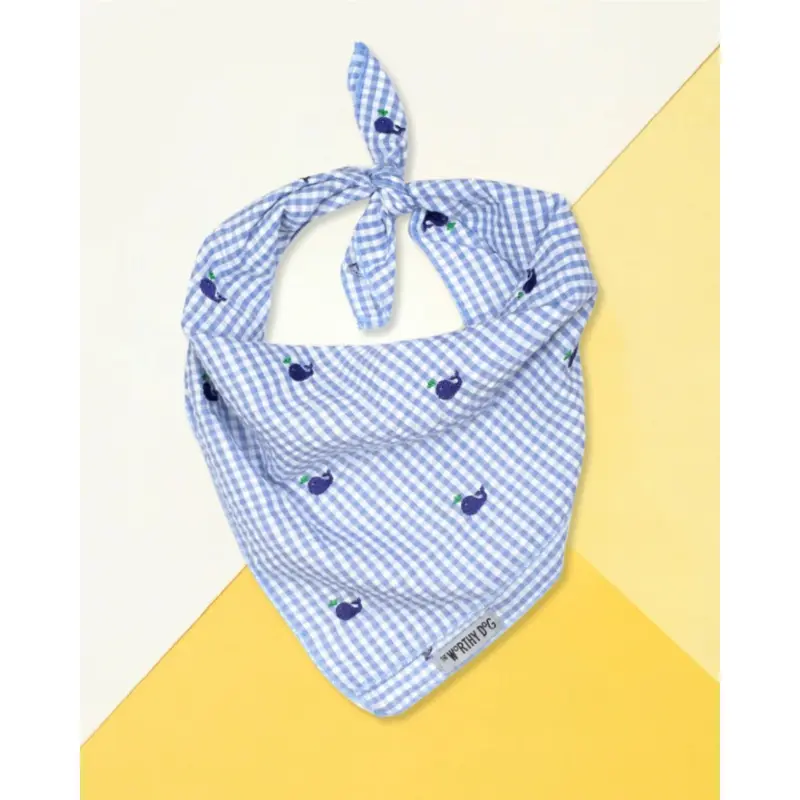 Gingham Seersucker Whale Dog Bandana