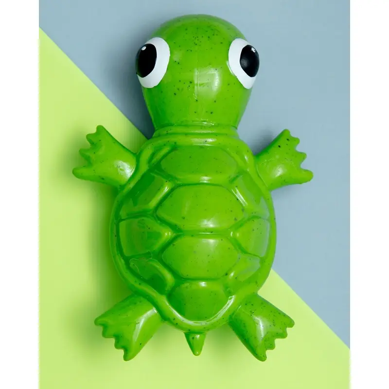 Rubber Squeaky Turtle Treat Dog Toy in Green
