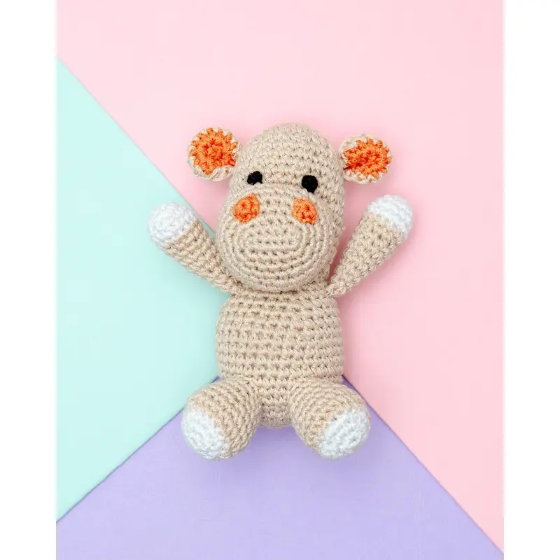 Hippo Squeaky Knit Dog Toy