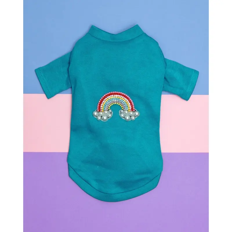 Rainbow Tiny Dog Tee in Aqua (CLEARANCE)