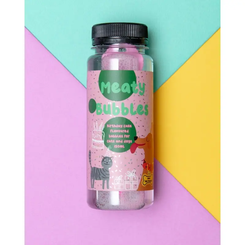 Birthday Cake Flavored Bubbles for Dogs & Cats (Vegan, Gluten Free and Halal Safe!)