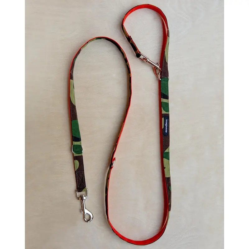 Cordura Metro Convertible Dog Leash in Camo & Neon Orange