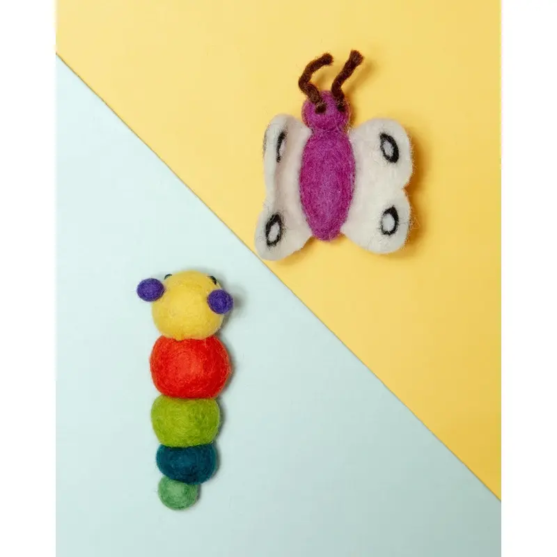 Caterpillar & Butterfly Wool Cat Toy (2-Pack)