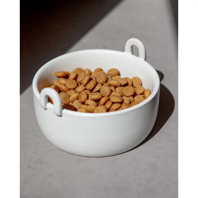 Handle It Ceramic Dog Bowl in White (FINAL SALE)