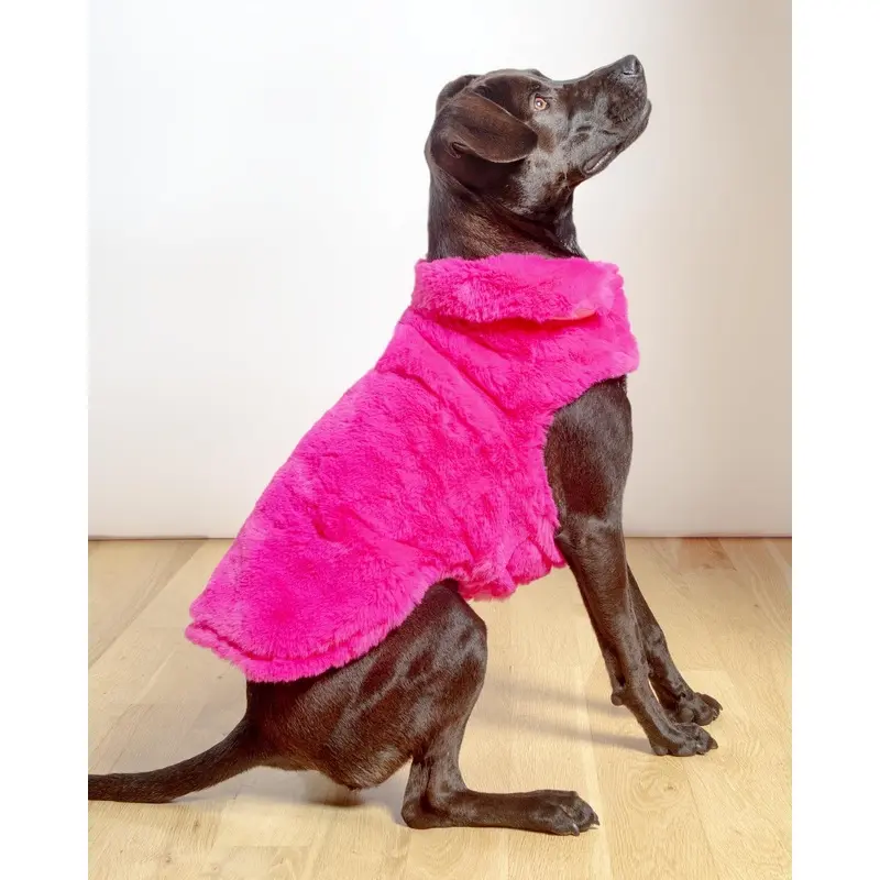 Faux Fur Dog Coat in Neon Pink (FINAL SALE)