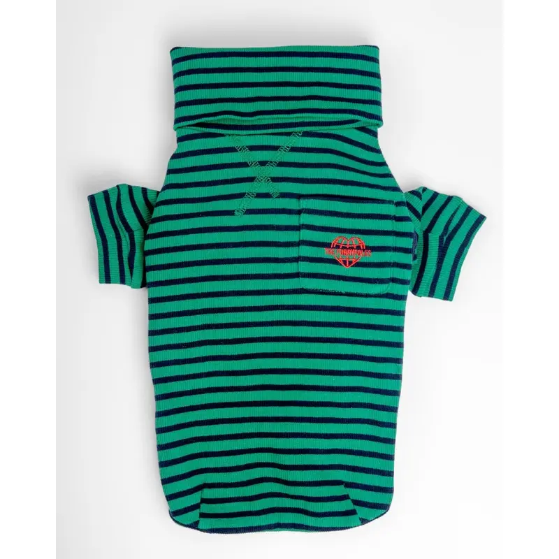 Stripe Dog Tee in Green & Navy (FINAL SALE)