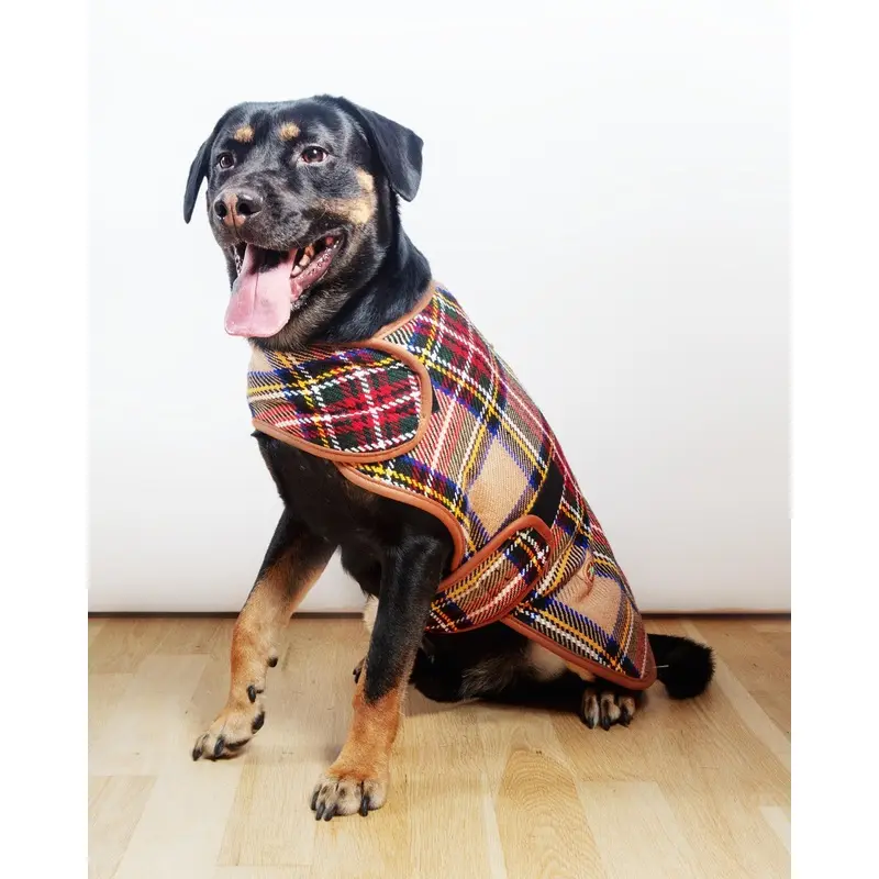 Tan Tartan Plaid Dog Coat (FINAL SALE) (FW24LO)