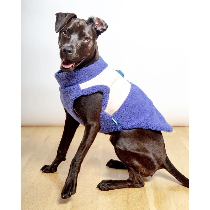 Zip-Up Sherpa Dog Vest in Moonstone Blue (FINAL SALE)