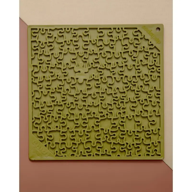 Jigsaw Design Dog Lick Mat in Green (Made in the USA)