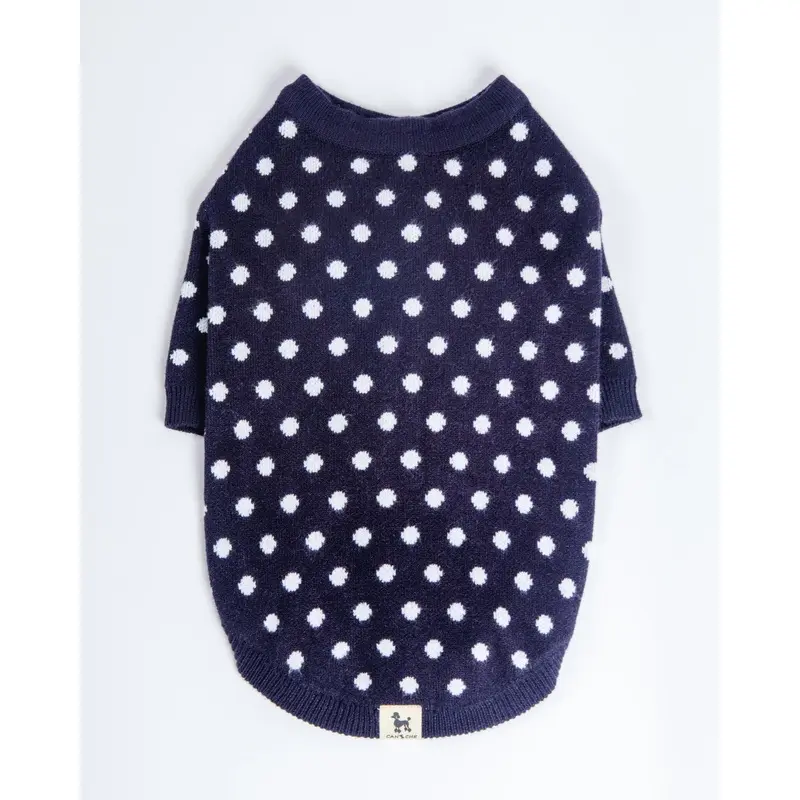 Polka Dot Knit Dog Sweater in Navy (FINAL SALE)