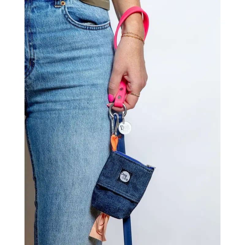 Good Girl Bag Treat + Poop Bag Holder in Denim + Neon (Made in NYC)