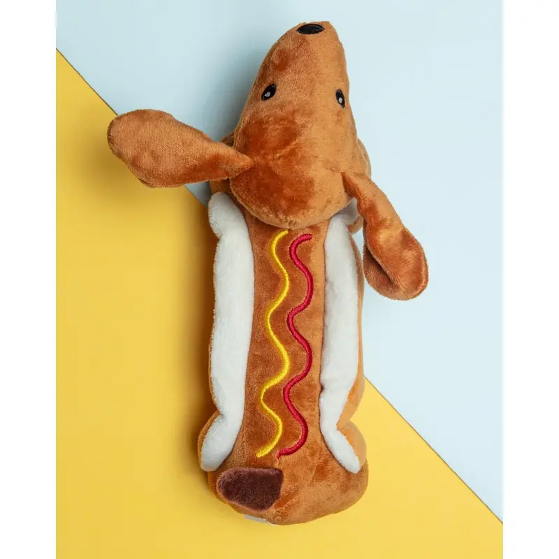 Hot Dog! Squeaky Plush Dog Toy (10")