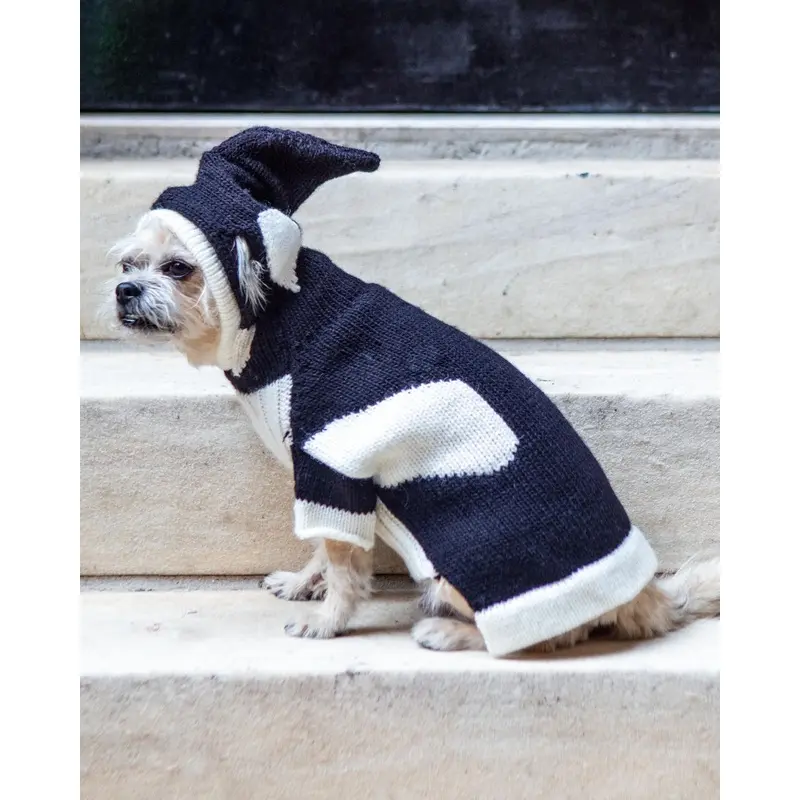 Orca Whale Handknit Dog Sweater w/ Hood (FINAL SALE)