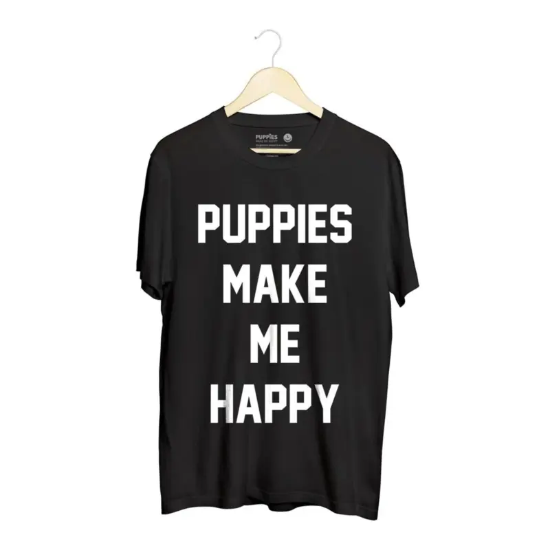 Puppies Make Me Happy Uni-Sex Crewneck Tee