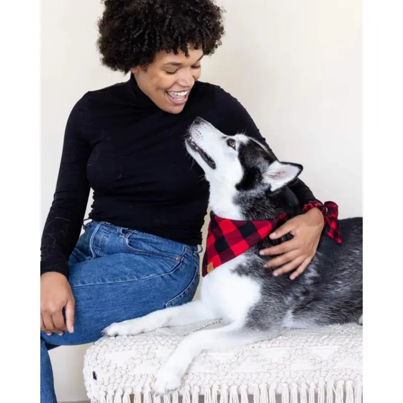 Red and Black Buffalo Check Flannel Dog Bandana (FINAL SALE)