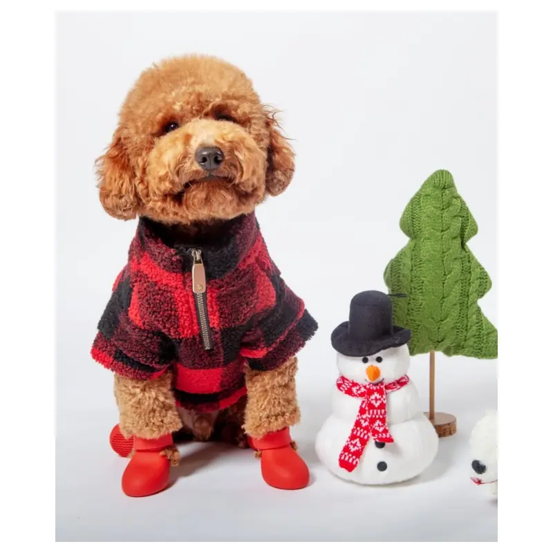 Wubby Quarter-Zip Dog Fleece in Buffalo Plaid (CLEARANCE)