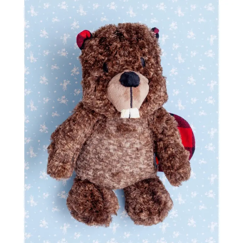 Buffalo Plaid Beaver Plush Squeaky Dog Toy