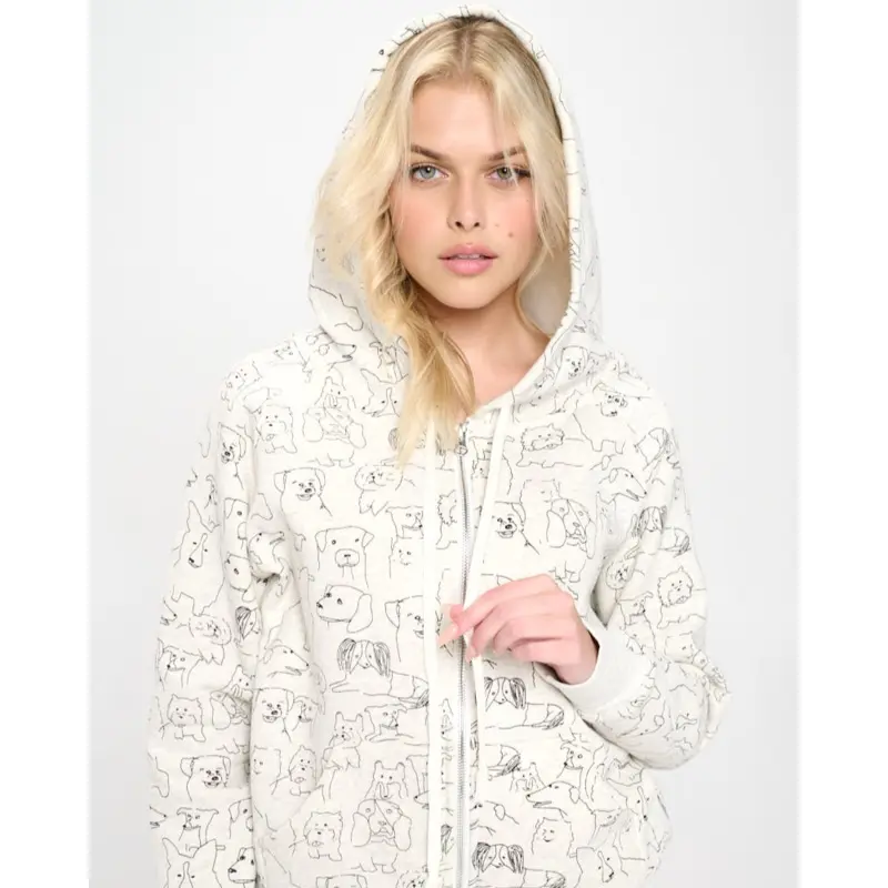 Dog Print Human Zip Up Hoodie in Grey (FINAL SALE)