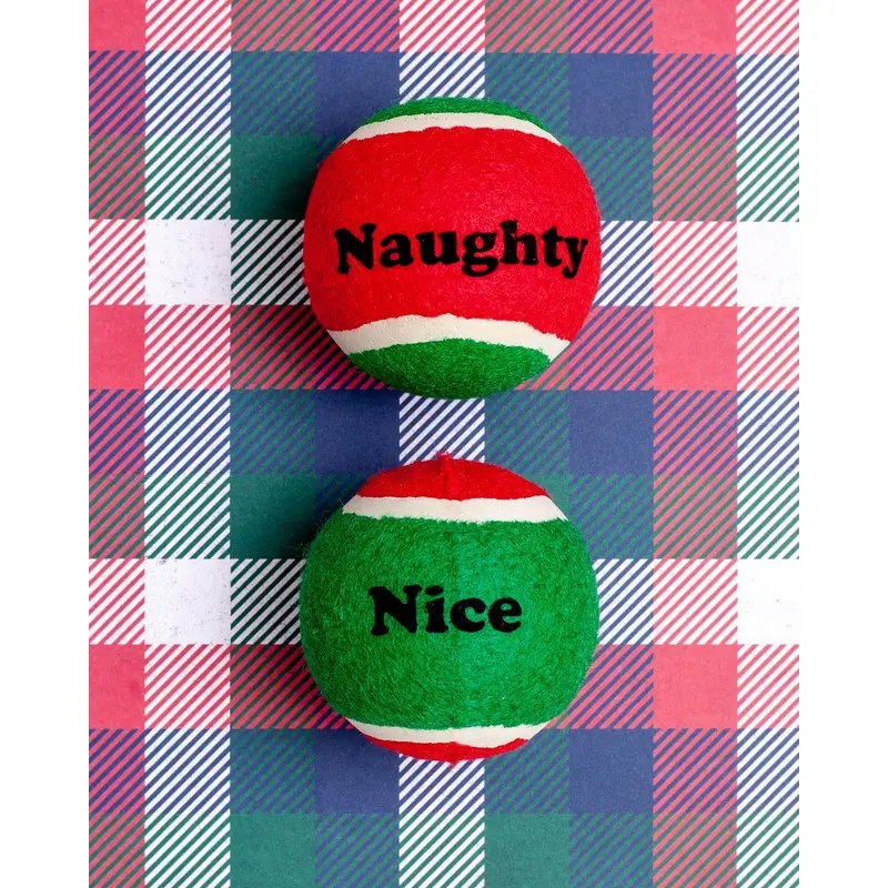 Naughty Or Nice Dog Tennis Balls (2-Pack) (FINAL SALE)