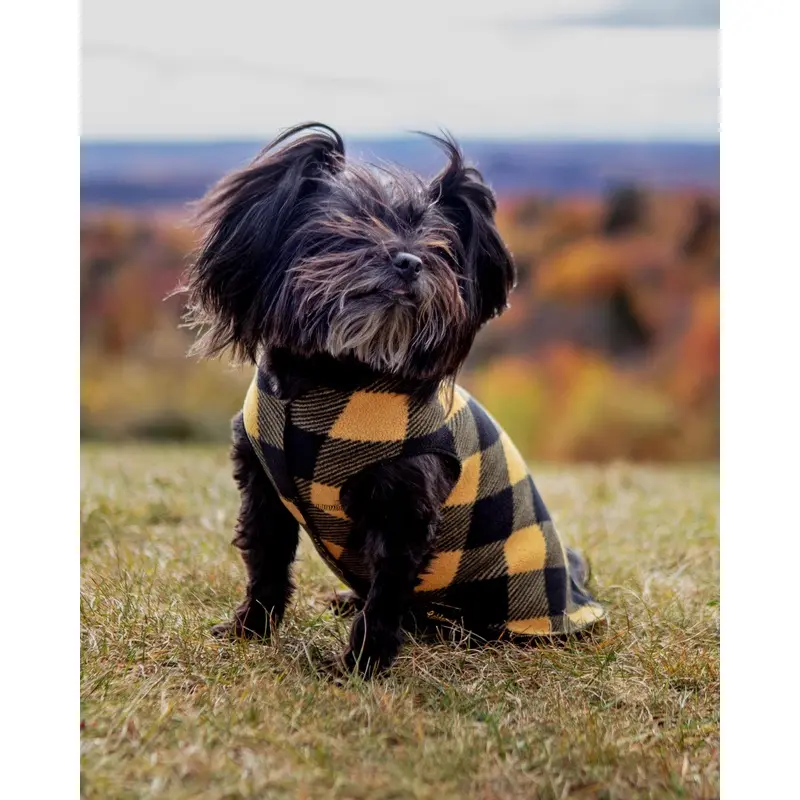 Stretch Fleece Pullover in Yellow Buffalo Plaid (Made in the USA)
