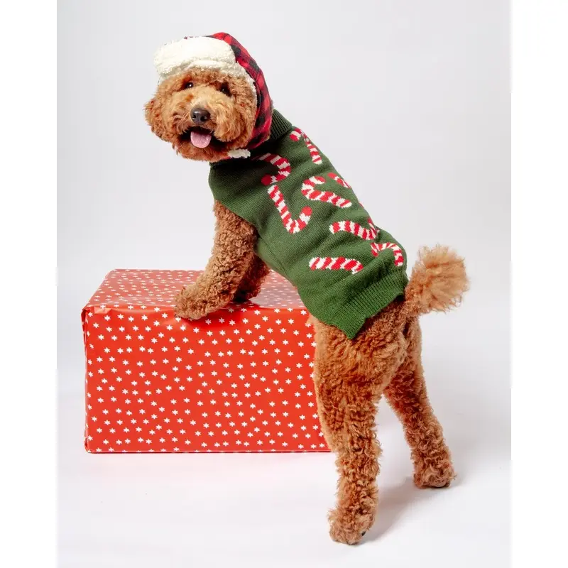 Vintage Candy Cane Holiday Dog Sweater