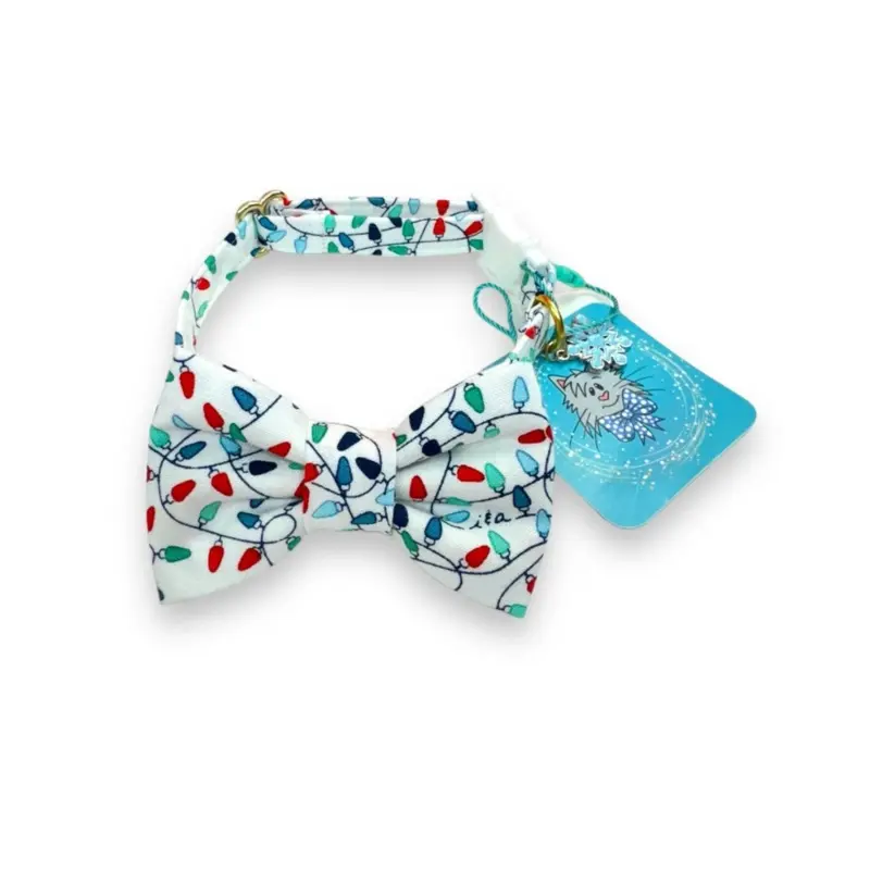 Christmas Lights Cat Collar and Bowtie Set  (Made in the USA)