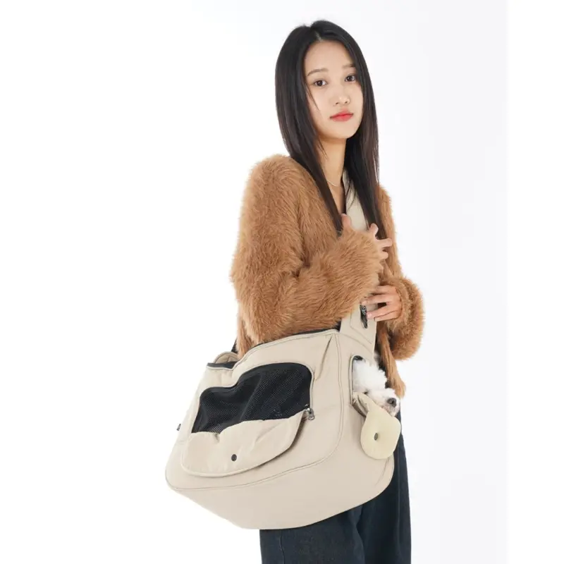 Crossbody Sling Dog Carrier Bag in Black, Beige or Olive (Airline Approved)