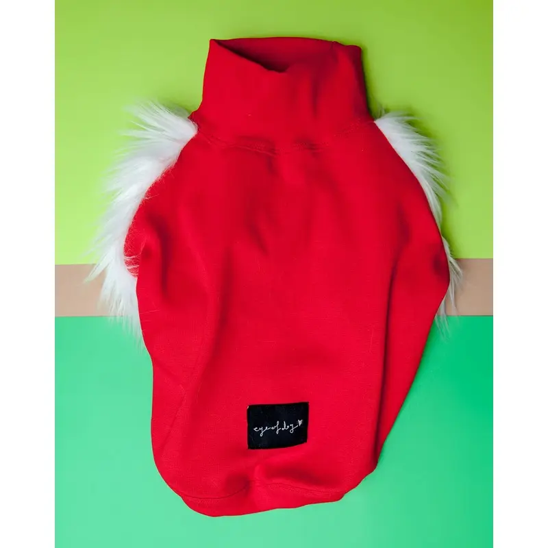 Red & White Faux Fur Dog Top (CLEARANCE)