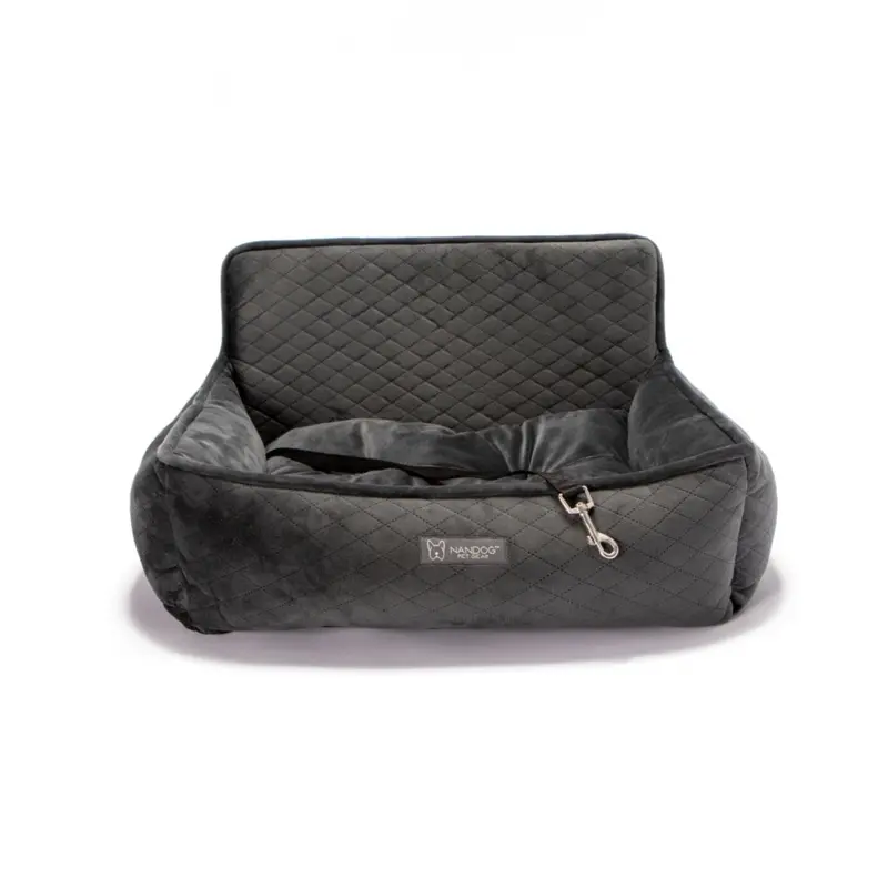 Dark Grey Quilted Dog Car Seat