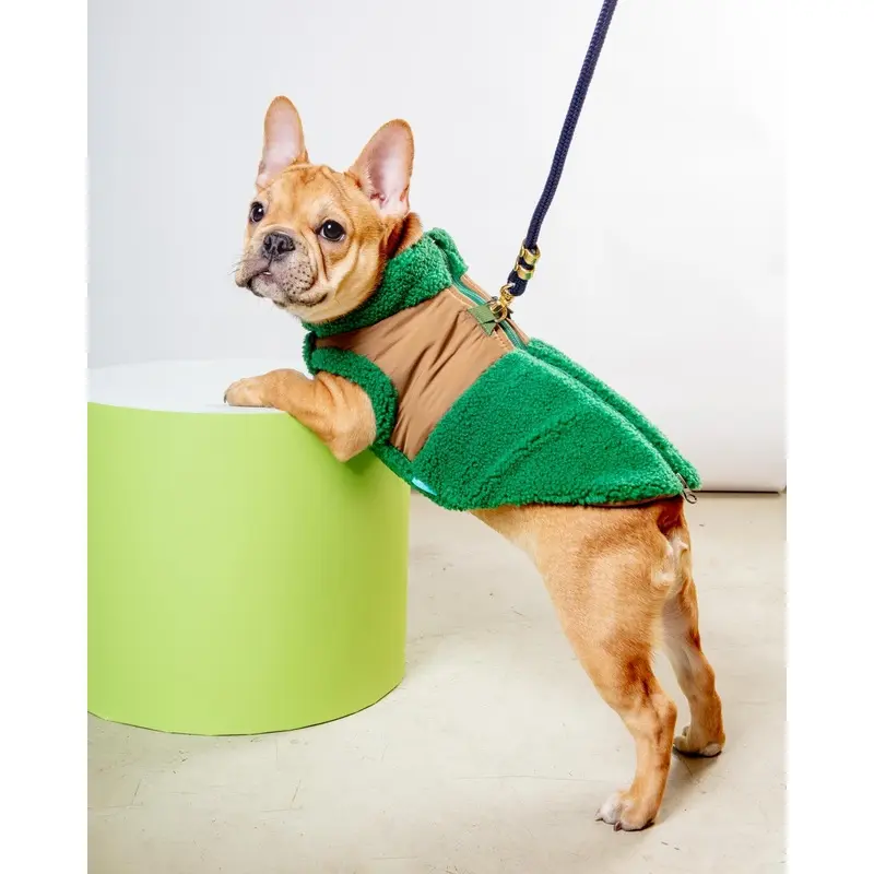 Zip-Up Sherpa Harness Vest in Forest Green (FINAL SALE)
