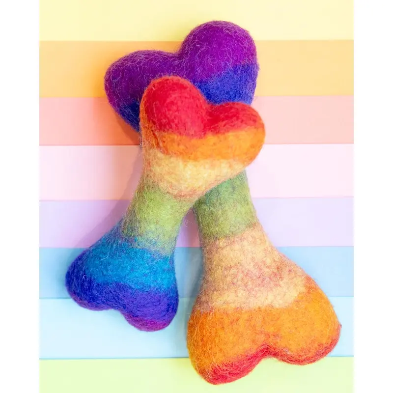 Rainbow Wool Bone Dog Toy