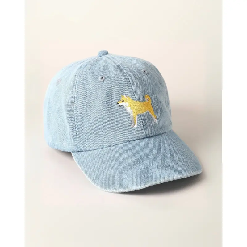 Shiba Inu Embroidered Denim Hat