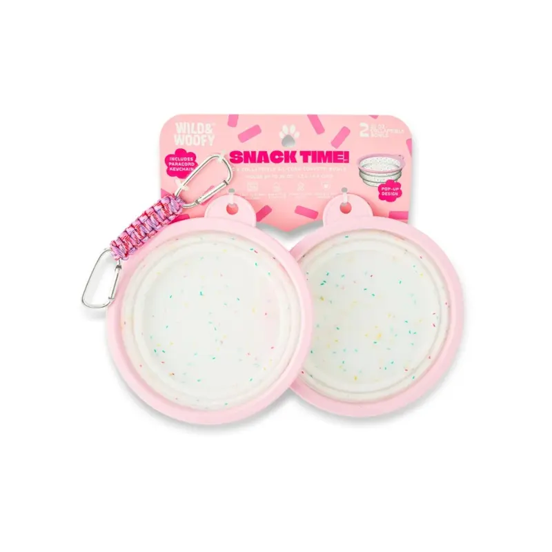 Collapsible Silicone Confetti Dog Travel Bowls (2-Pack)