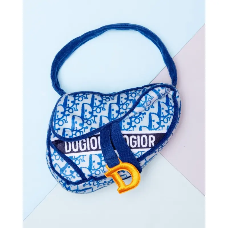 Dogior Saddle Bag In Navy Squeaky Plush Dog Toy