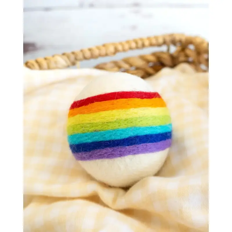 Wool Rainbow Dog Ball