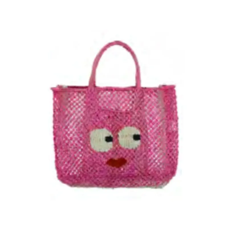 Florence Big Eyes Jute Bag in Berry