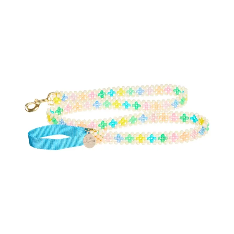 Beaded Dog Leash in Broadway Blue (Made in the USA)