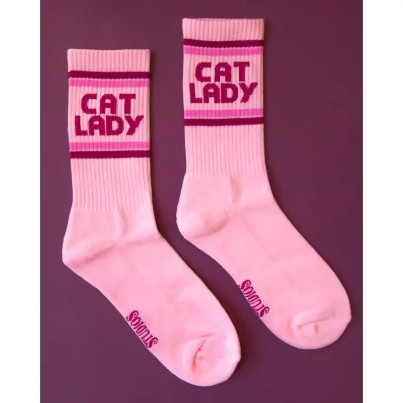 Cat Lady Striped Ribbed Crew Socks