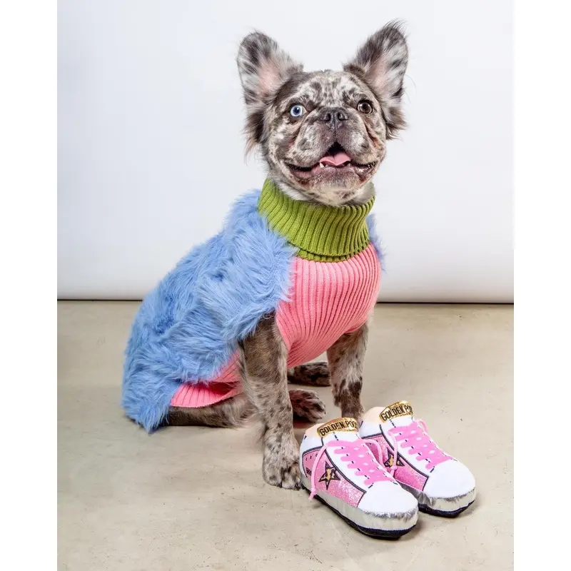 Golden Pooch Sneaker Plush Dog Toy in Pink