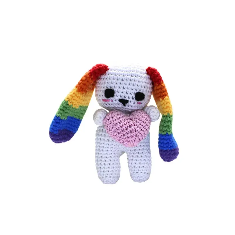 Rachel the Rainbow Rabbit Cotton Knit Dog Toy