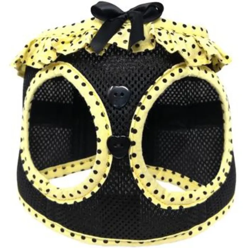American River Choke Free Dog Harness - Yellow and Black Polka Dot