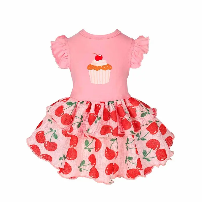 Cherry Cake Dog Tiered Dress
