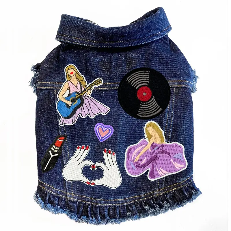 Swiftie Inspired #3 Denim Dog Jacket- Ruffles