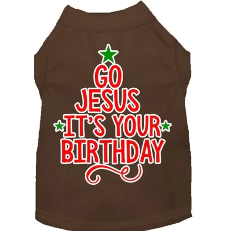 Go Jesus Screen Print Dog Shirt in Brown