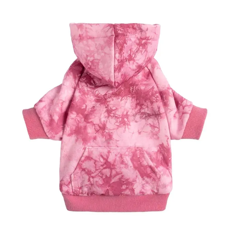 Tie Dye Fleece Dog Hoodie in Pink