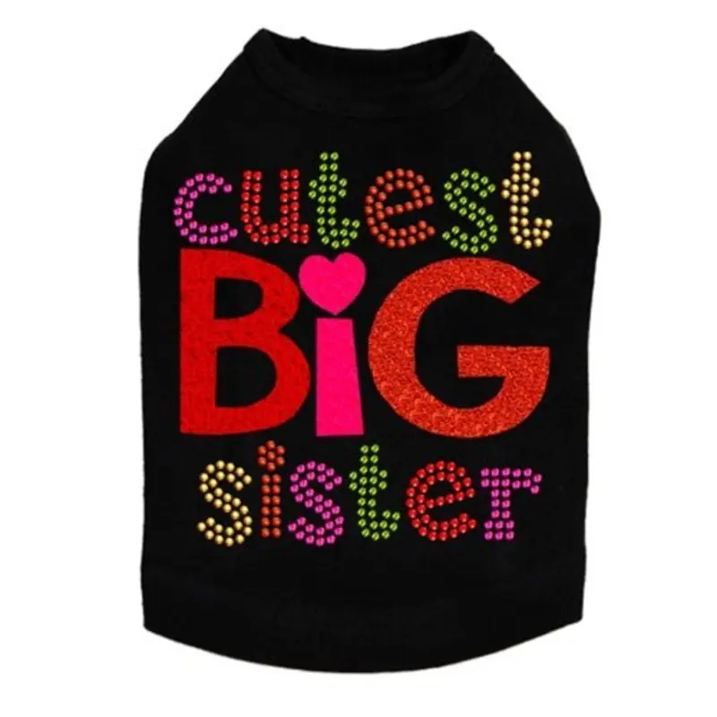 Cutest Big Sister Rhinestone Dog Tank- Many Colors