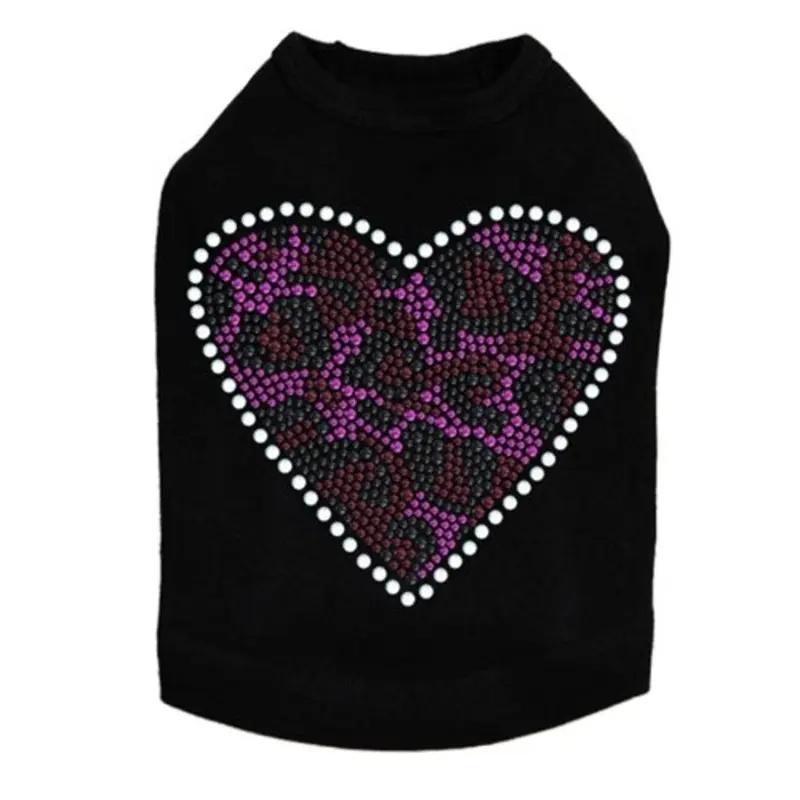 Fuchsia Leopard Heart Dog Tank in Many Colors