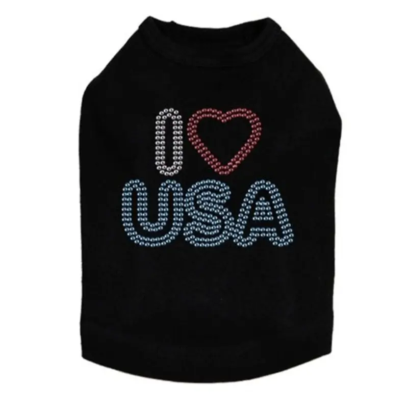 I Love USA #2 Rhinestone Tank- Many Colors